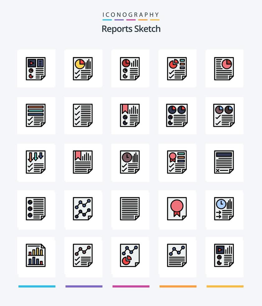 Creative Reports Sketch 25 Line FIlled icon pack  Such As paper. file. page. data. page vector