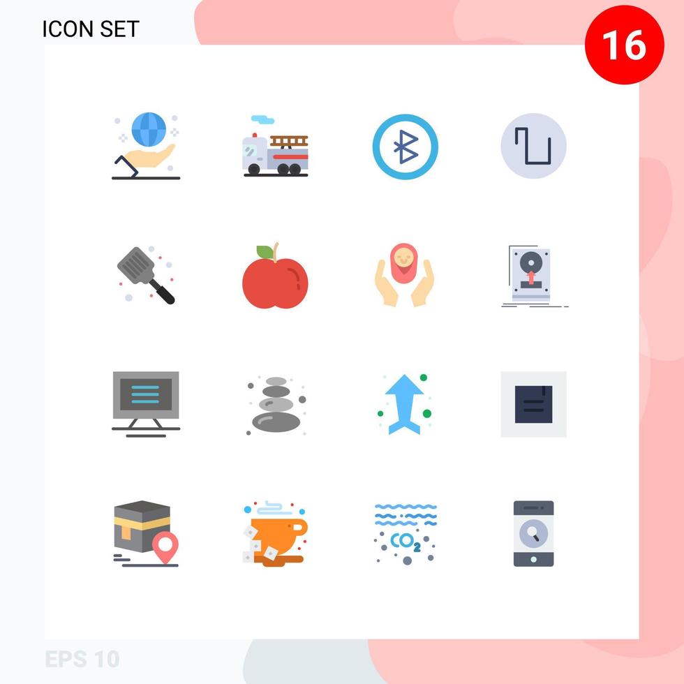 Set of 16 Vector Flat Colors on Grid for flipper baking bluetooth baked square Editable Pack of Creative Vector Design Elements