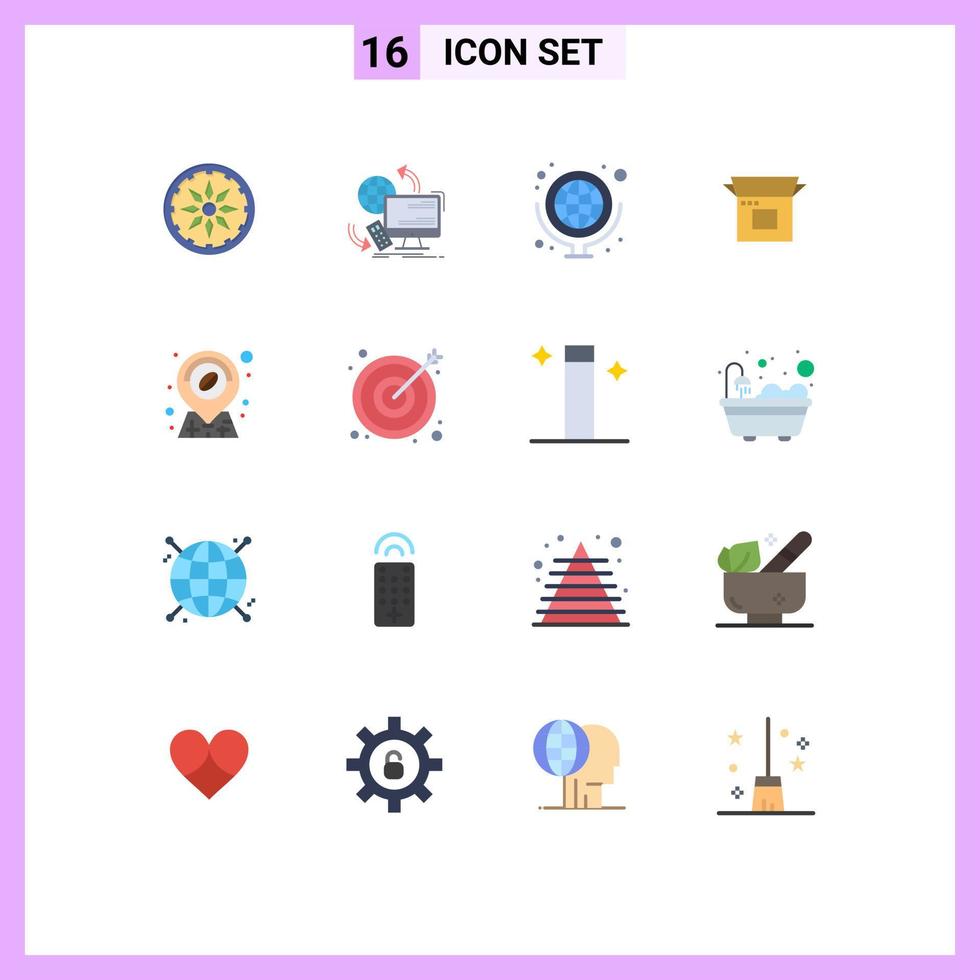 16 Creative Icons Modern Signs and Symbols of coffee product geography modern product release Editable Pack of Creative Vector Design Elements