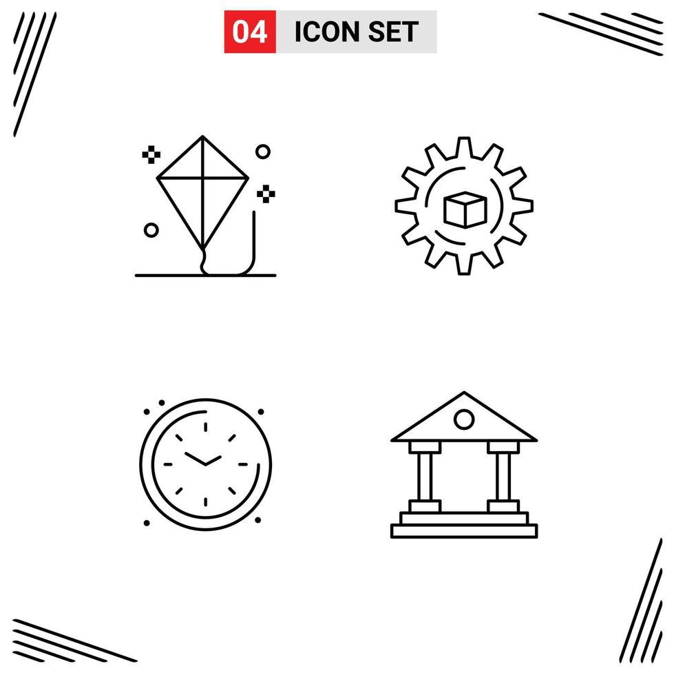 Group of 4 Filledline Flat Colors Signs and Symbols for child home play data time Editable Vector Design Elements