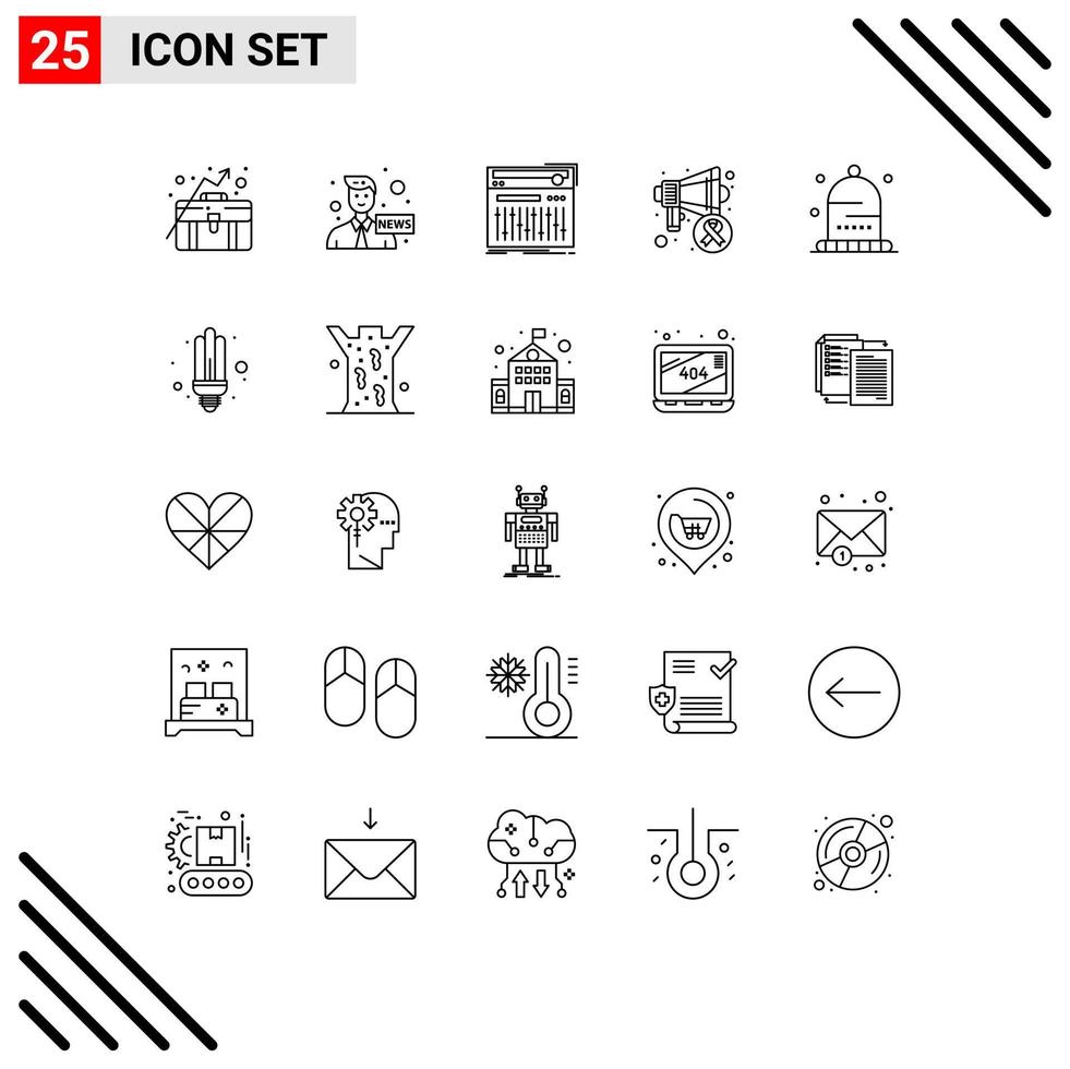 Group of 25 Modern Lines Set for autumn cancer day control awareness sound Editable Vector Design Elements