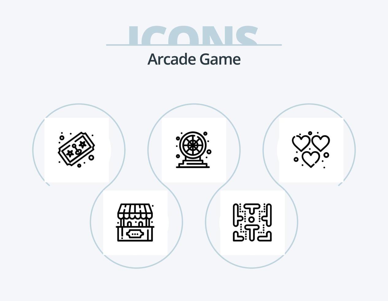 paquete de iconos de línea arcade 5 diseño de iconos. maquina de casino. juego. divertida. divertida. recreación vector