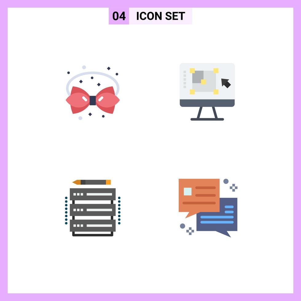 Flat Icon Pack of 4 Universal Symbols of birthday increase decoration decrease database Editable Vector Design Elements