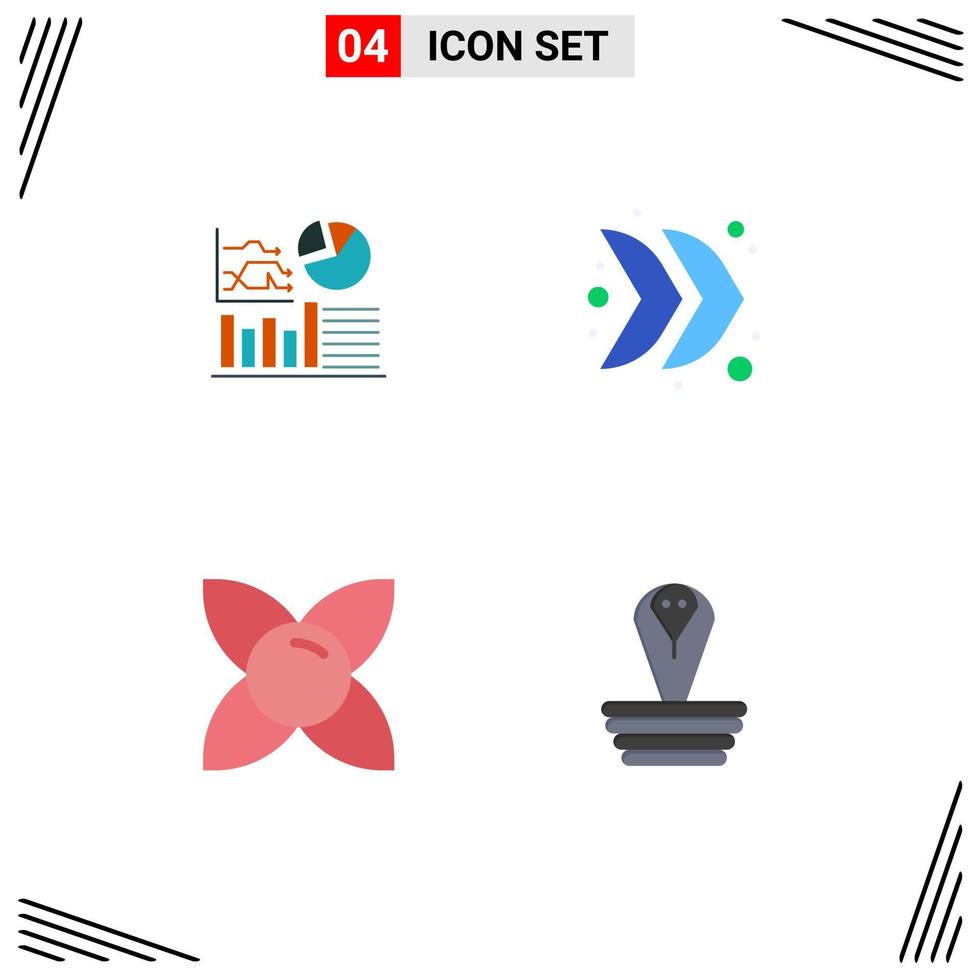 Modern Set of 4 Flat Icons and symbols such as graph flower business right nature Editable Vector Design Elements