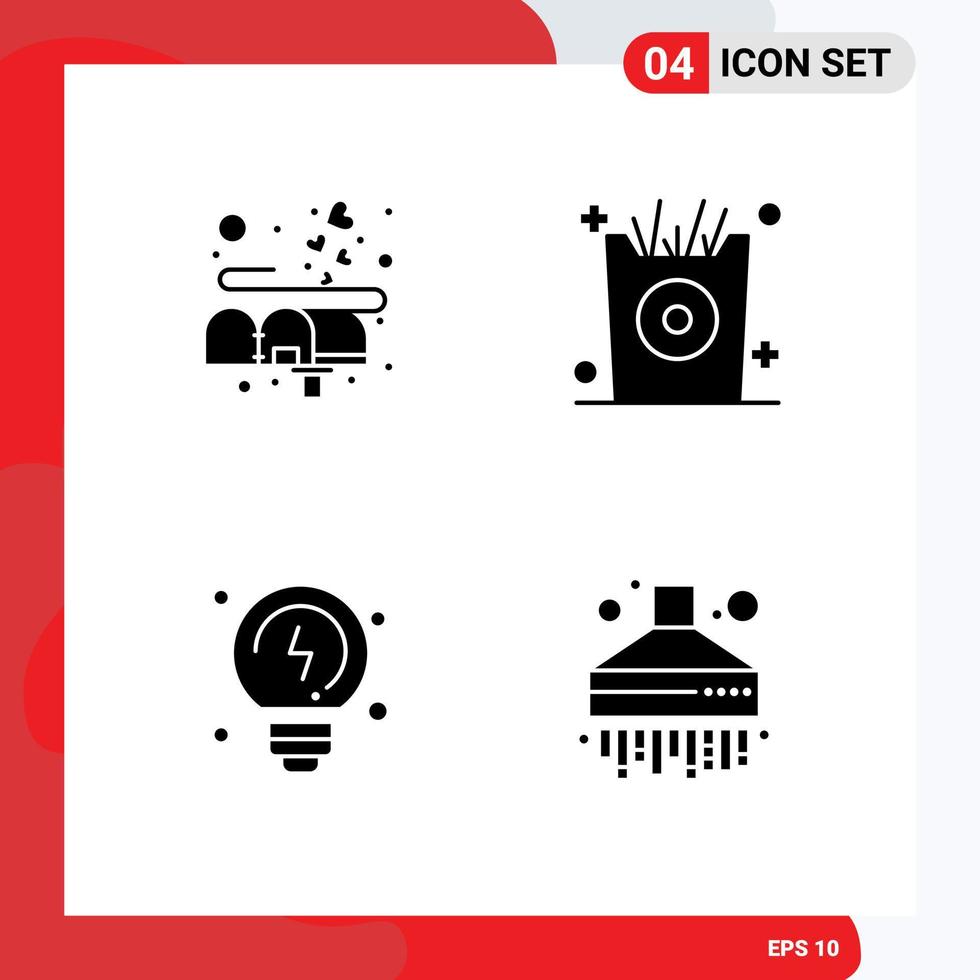 Solid Glyph Pack of 4 Universal Symbols of box solutions mail kid extractor Editable Vector Design Elements