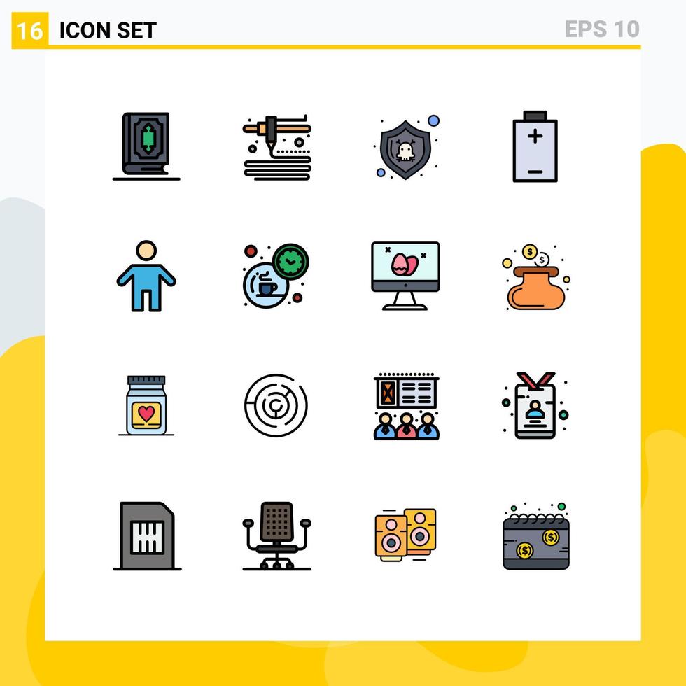 Universal Icon Symbols Group of 16 Modern Flat Color Filled Lines of people family protect dad electric Editable Creative Vector Design Elements