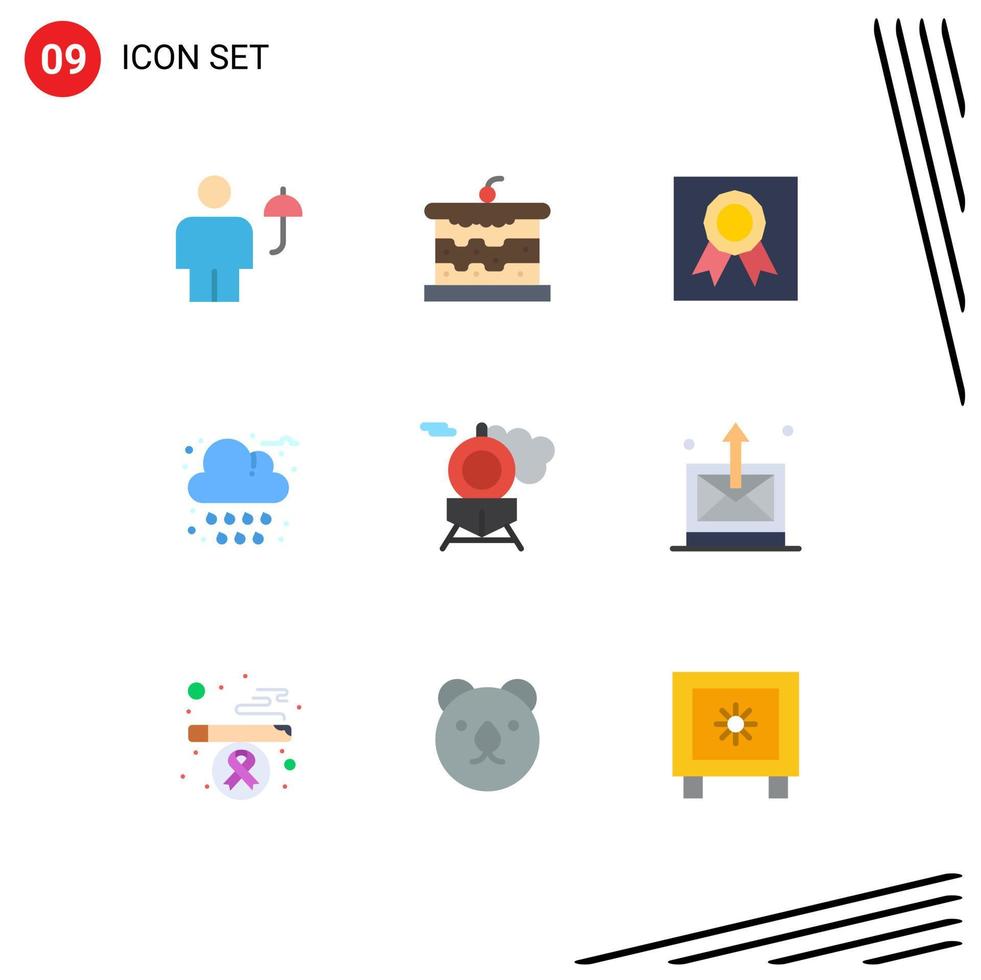 Set of 9 Modern UI Icons Symbols Signs for retro rain food cloud medal Editable Vector Design Elements