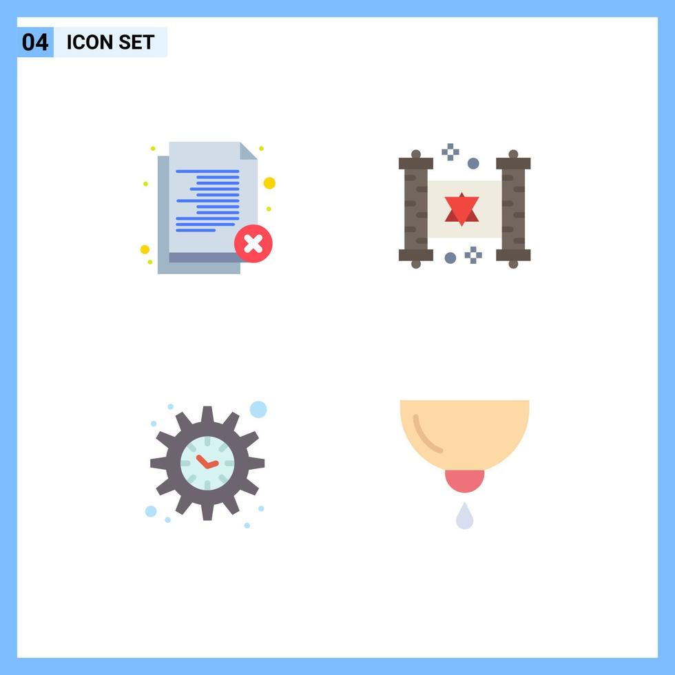Universal Icon Symbols Group of 4 Modern Flat Icons of delete management recruitment jewish time Editable Vector Design Elements