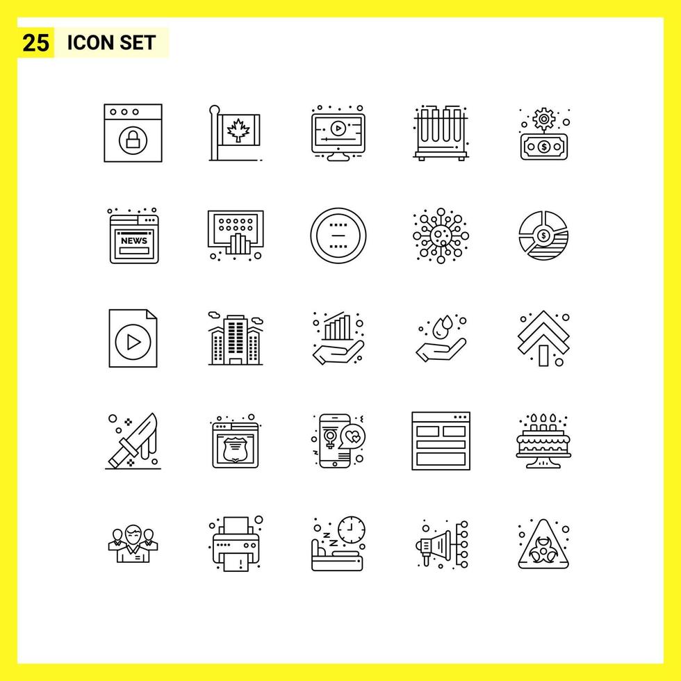 Universal Icon Symbols Group of 25 Modern Lines of transfer economy lesson business test Editable Vector Design Elements