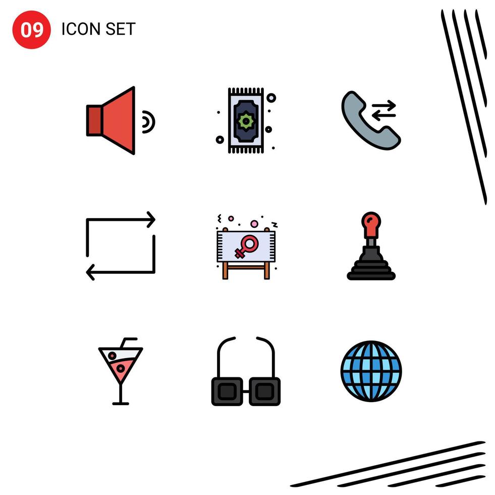 9 Filledline Flat Color concept for Websites Mobile and Apps message board answer ad play Editable Vector Design Elements