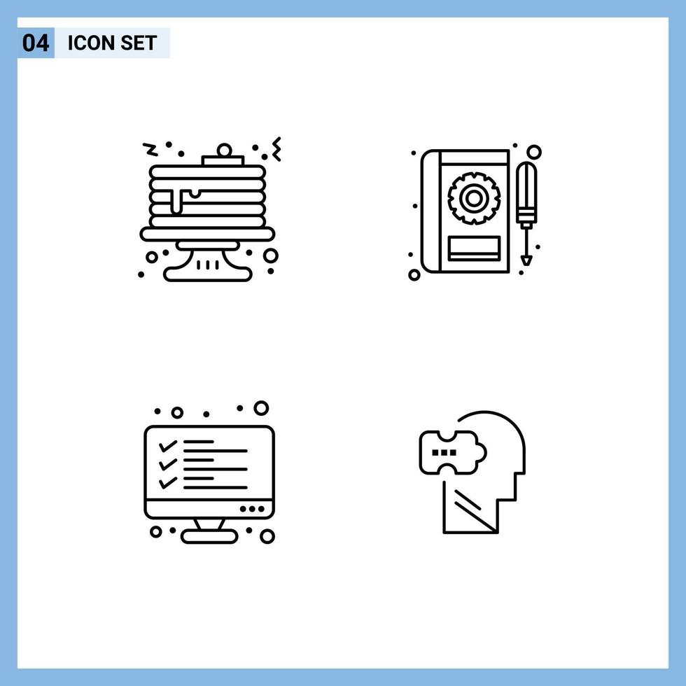 Universal Icon Symbols Group of 4 Modern Filledline Flat Colors of