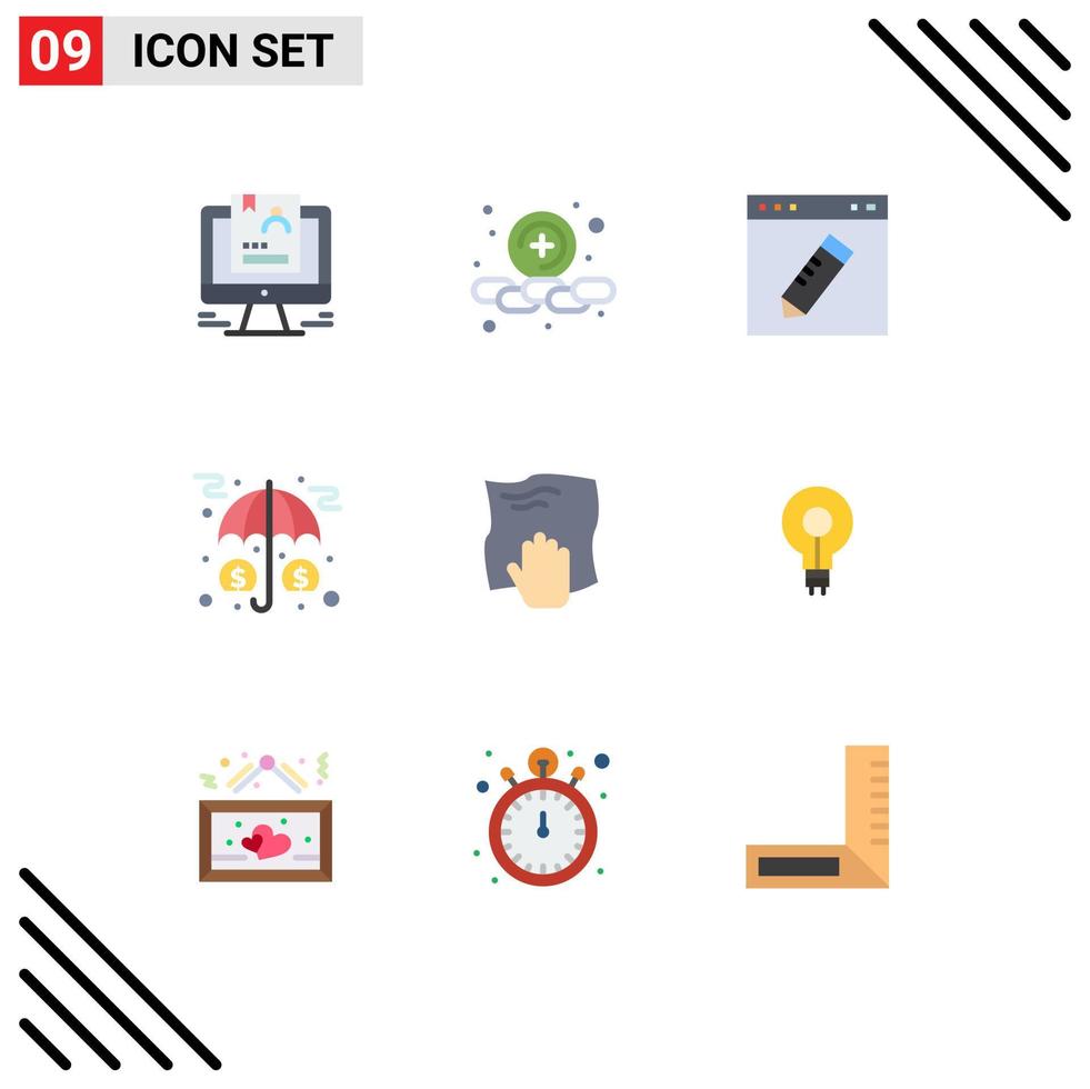 9 Flat Color concept for Websites Mobile and Apps protection investment browser insurance graphic Editable Vector Design Elements
