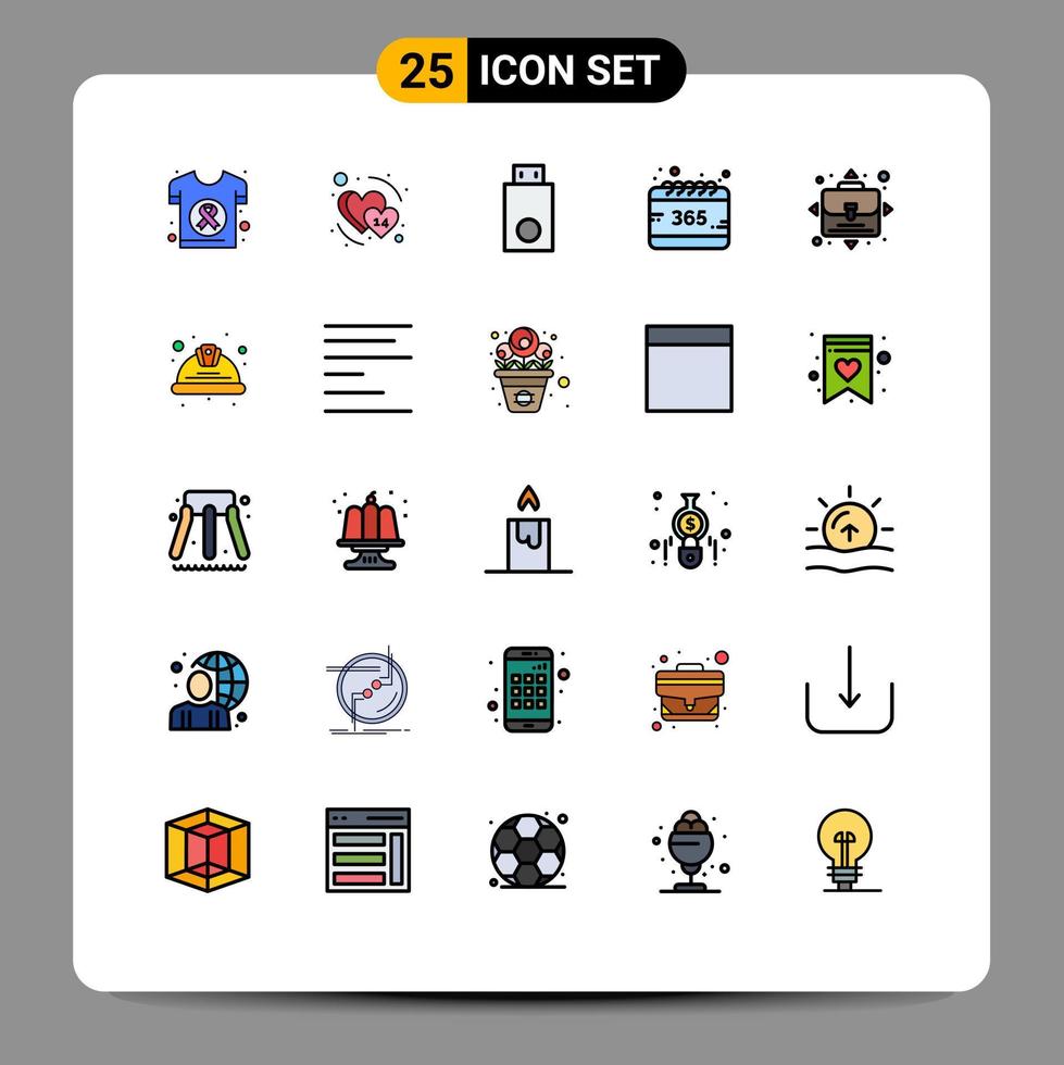 Universal Icon Symbols Group of 25 Modern Filled line Flat Colors of year calendar february all products Editable Vector Design Elements