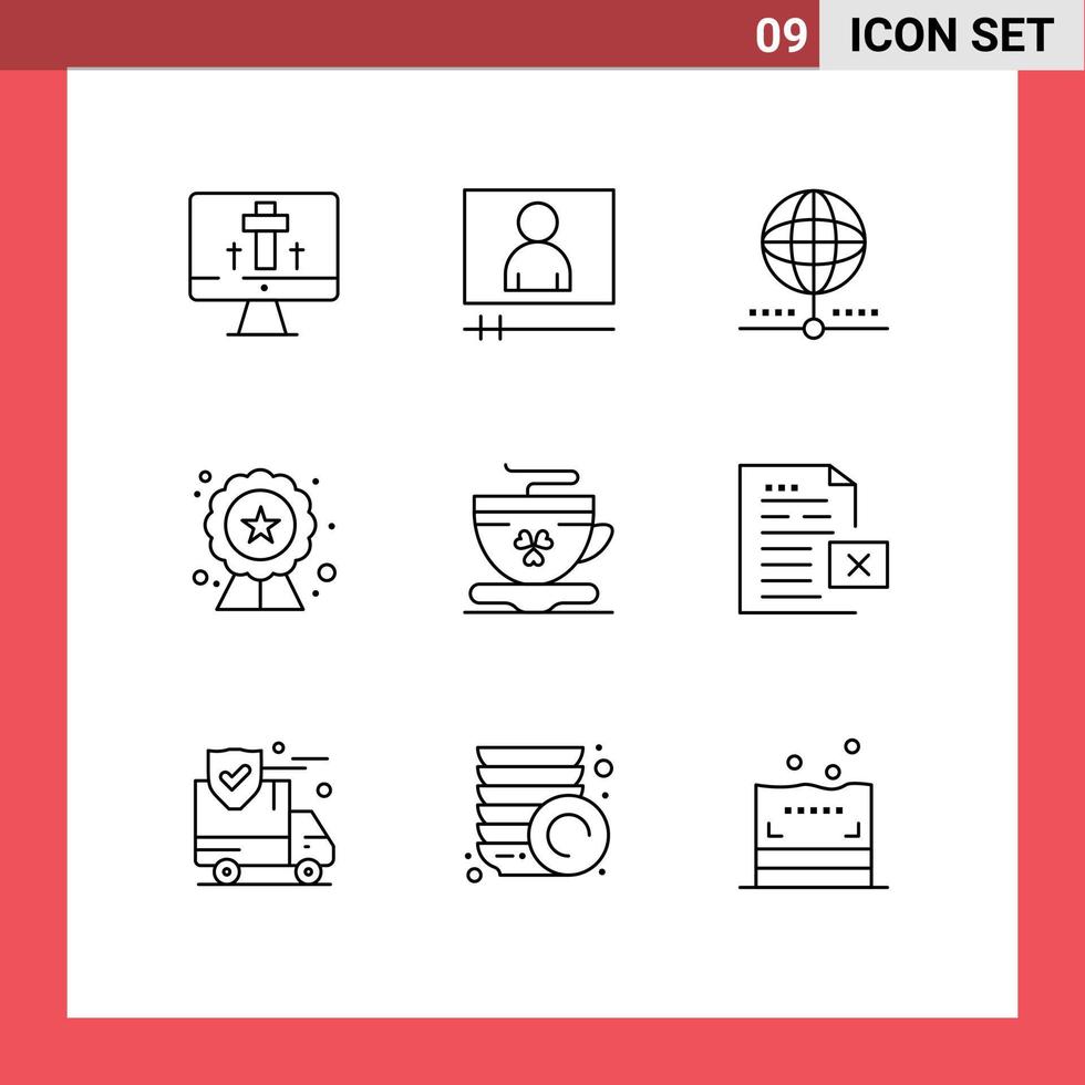 9 Thematic Vector Outlines and Editable Symbols of coffee rating connect badge quality Editable Vector Design Elements