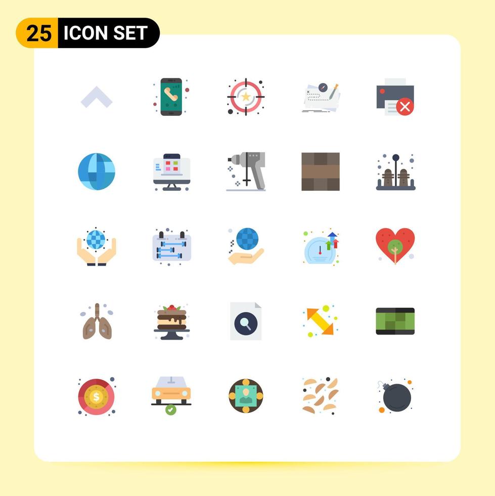 Group of 25 Modern Flat Colors Set for computers quest rating mission game Editable Vector Design Elements