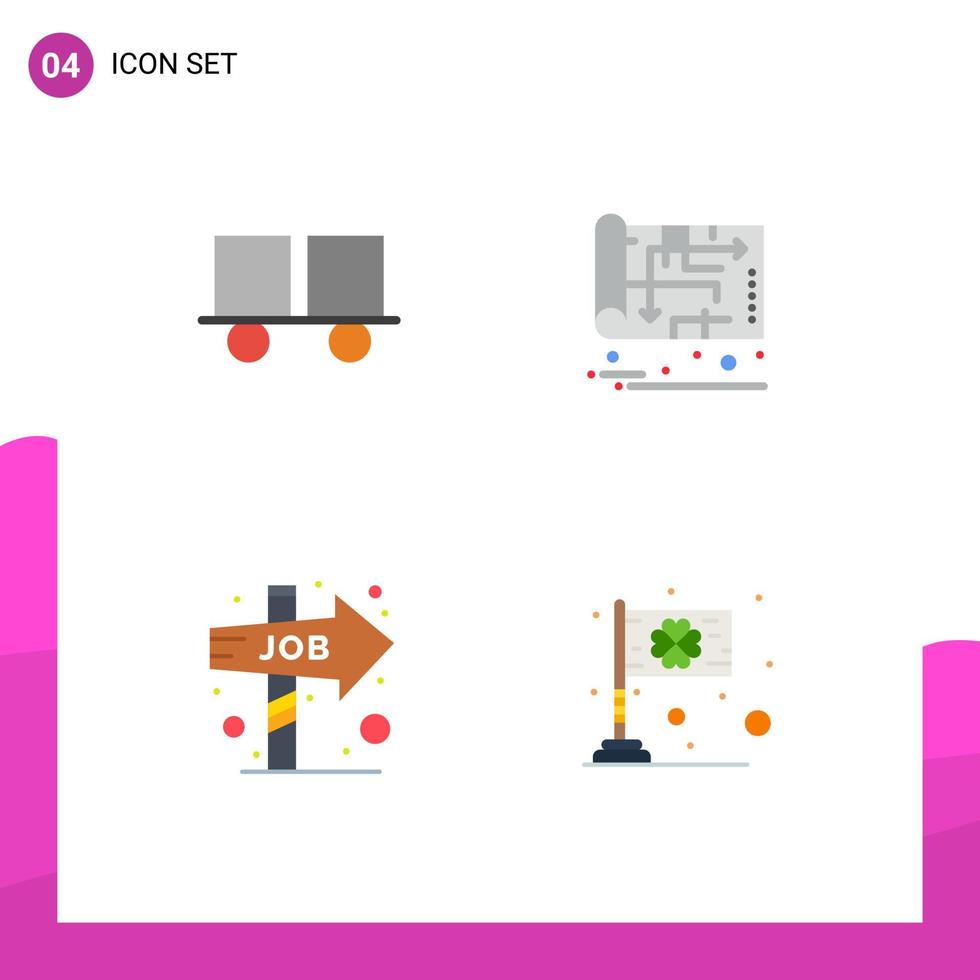 Modern Set of 4 Flat Icons and symbols such as caterpillar vehicles plan forklift truck home choice Editable Vector Design Elements