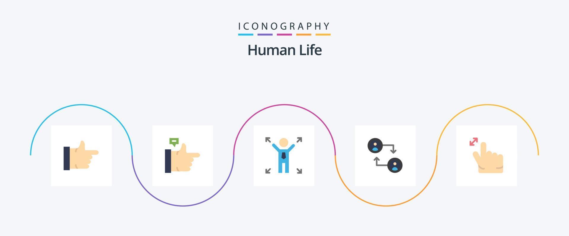 paquete de iconos de 5 planos humanos que incluye. oportunidad. zoom. gesto vector