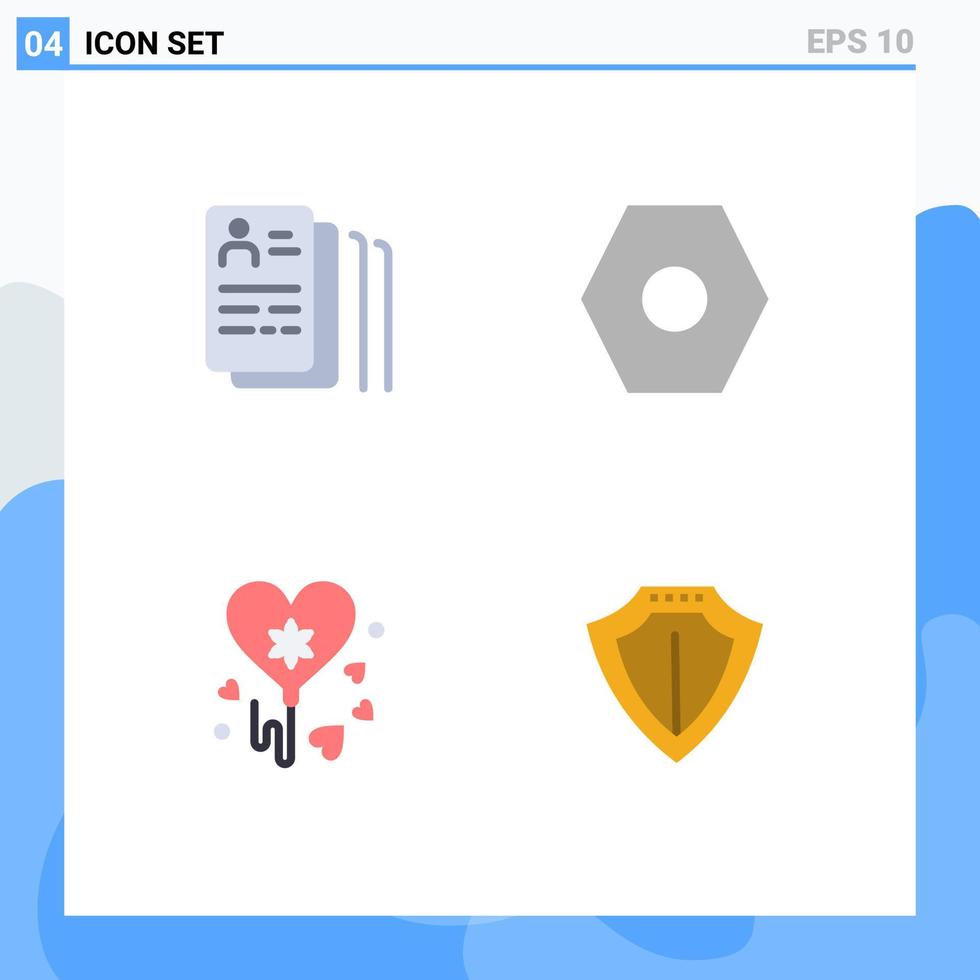 4 Flat Icon concept for Websites Mobile and Apps document party search user interface protection Editable Vector Design Elements