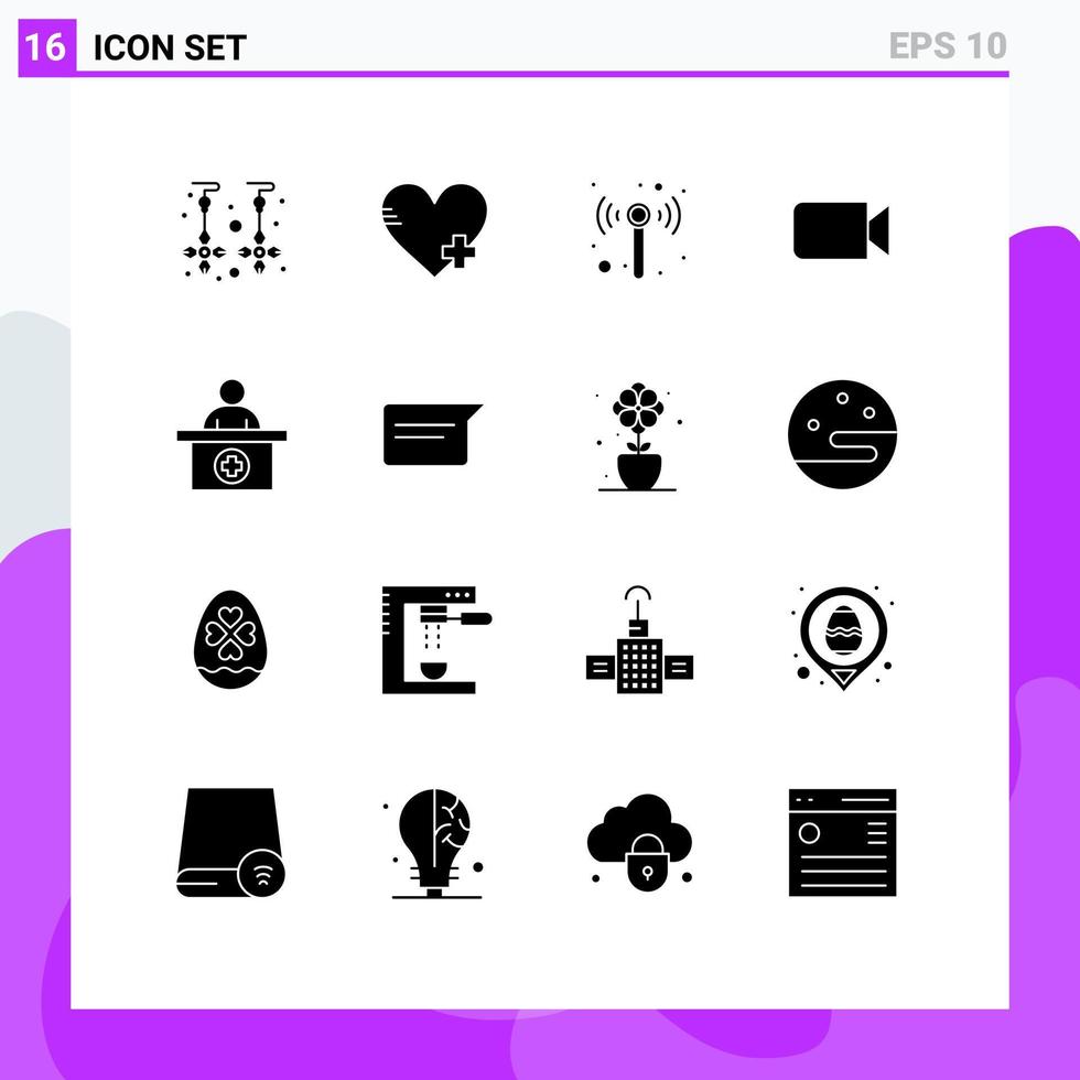 16 iconos creativos signos y símbolos modernos de recepción de citas médicas wifi hospital elementos básicos de diseño de vectores editables
