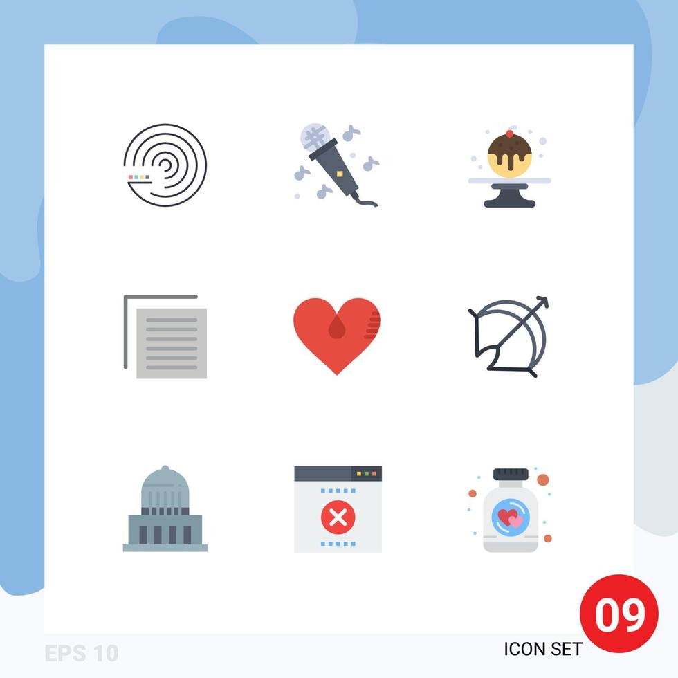 Universal Icon Symbols Group of 9 Modern Flat Colors of favorite love candy heart user Editable Vector Design Elements