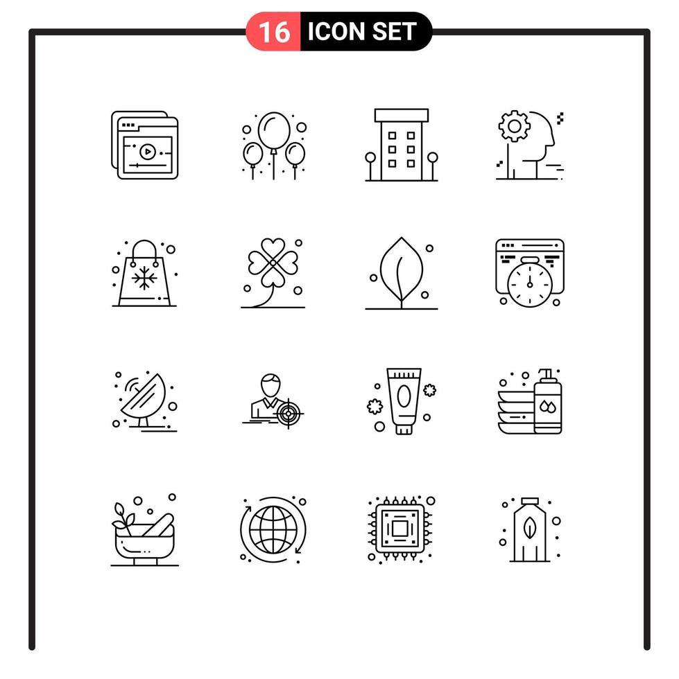 Editable Vector Line Pack of 16 Simple Outlines of seasons sale shop front bag gear Editable Vector Design Elements