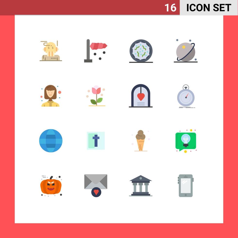 16 Thematic Vector Flat Colors and Editable Symbols of avatar space halloween planet astronomy Editable Pack of Creative Vector Design Elements
