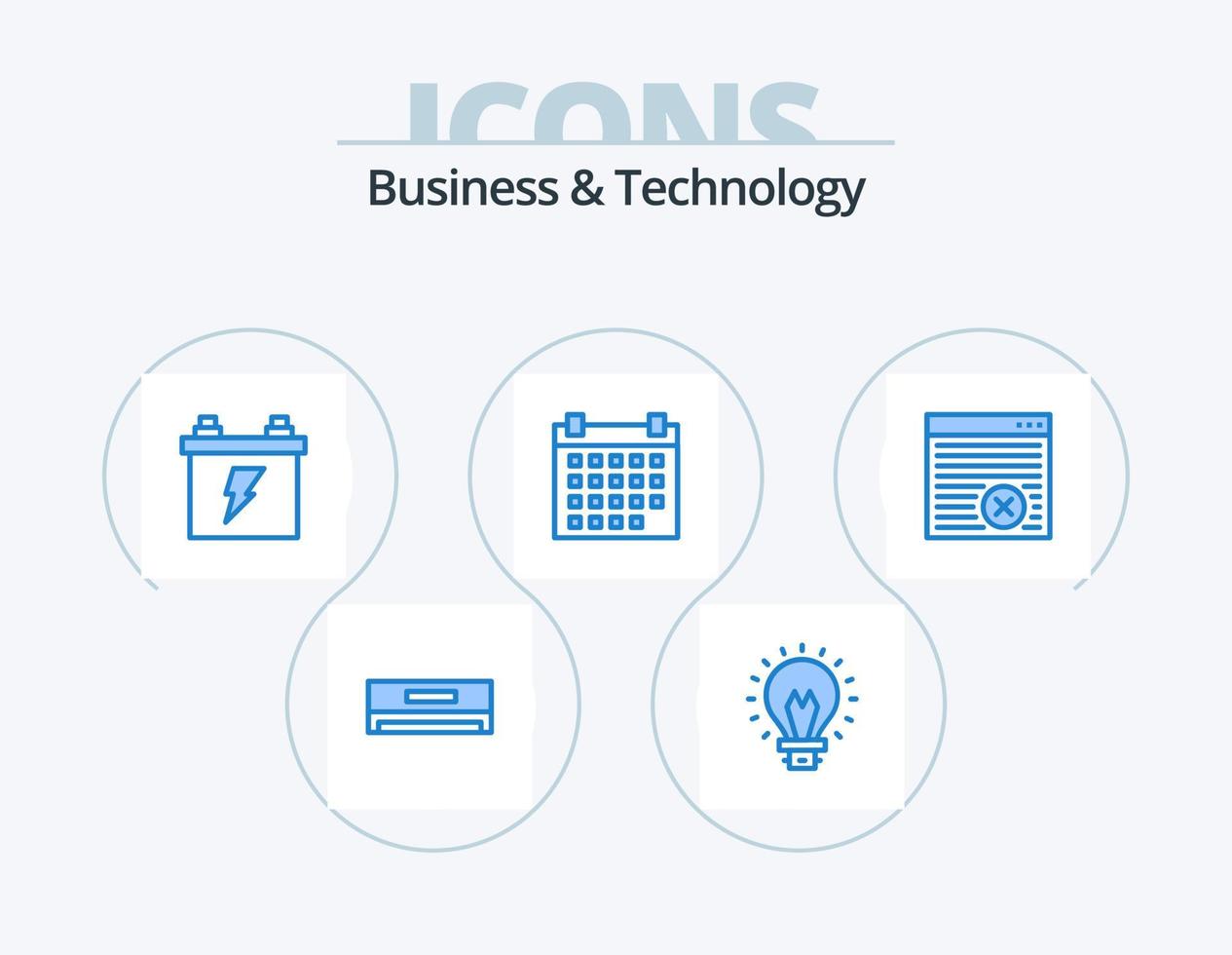 Business and Technology Blue Icon Pack 5 Icon Design. internet. event. accumulator. deadline. calendar vector