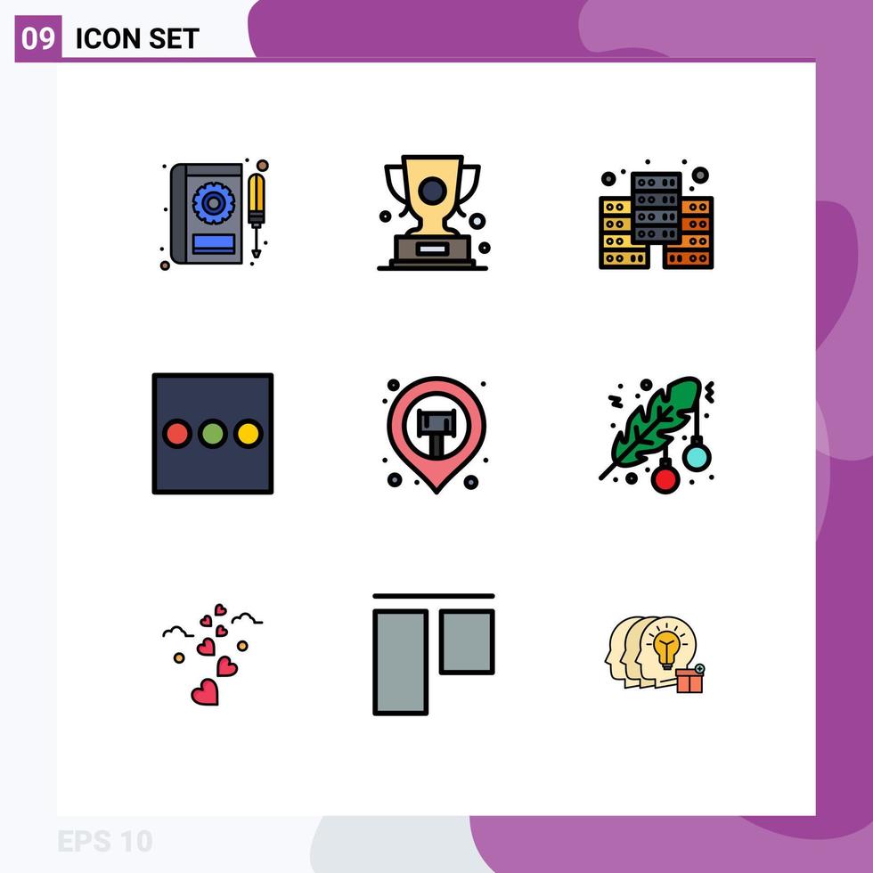 9 Creative Icons Modern Signs and Symbols of sticky location prize menu database Editable Vector Design Elements