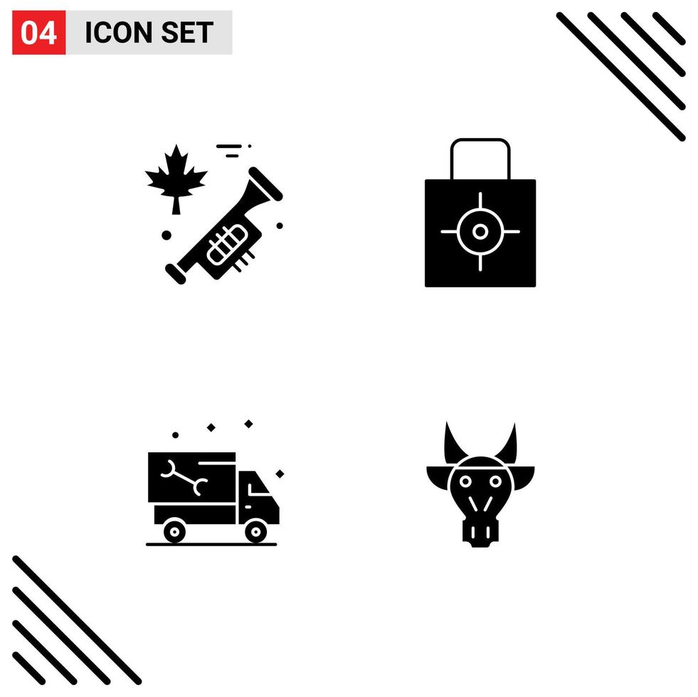 4 User Interface Solid Glyph Pack of modern Signs and Symbols of canada pipe key security plumbing Editable Vector Design Elements