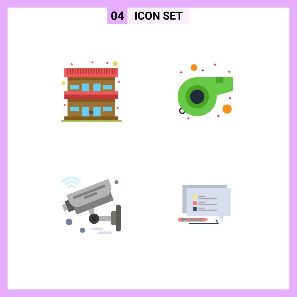 Set of 4 Modern UI Icons Symbols Signs for motel iot travel whistle wifi Editable Vector Design Elements