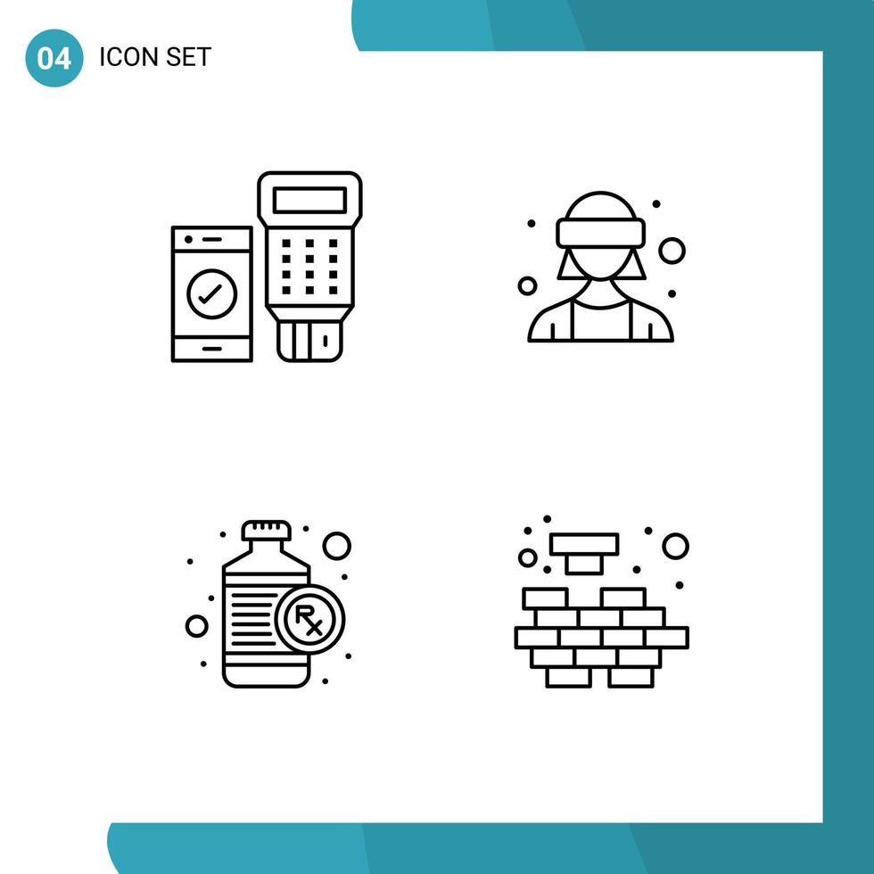 4 Universal Filledline Flat Colors Set for Web and Mobile Applications code heart scan virtual reality rx Editable Vector Design Elements