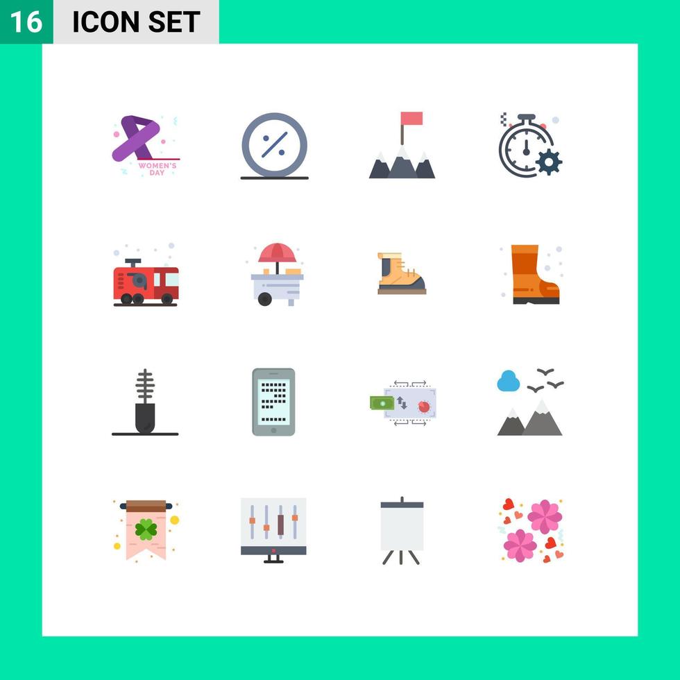 User Interface Pack of 16 Basic Flat Colors of car quick market fast business Editable Pack of Creative Vector Design Elements