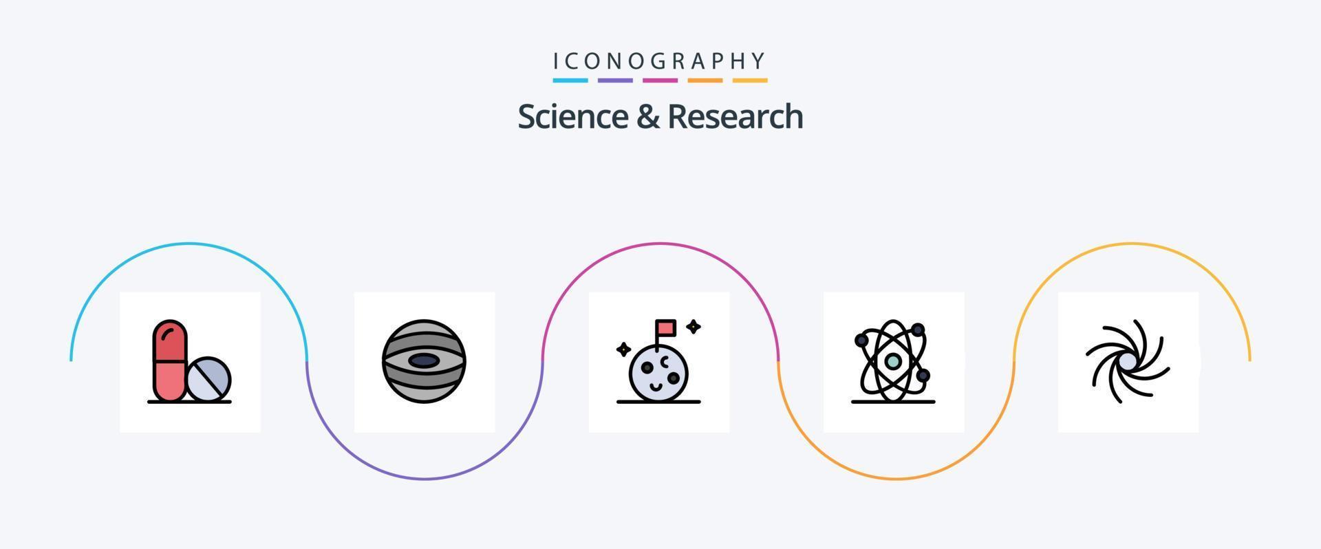 Science Line Filled Flat 5 Icon Pack Including . space. universe. galaxy vector