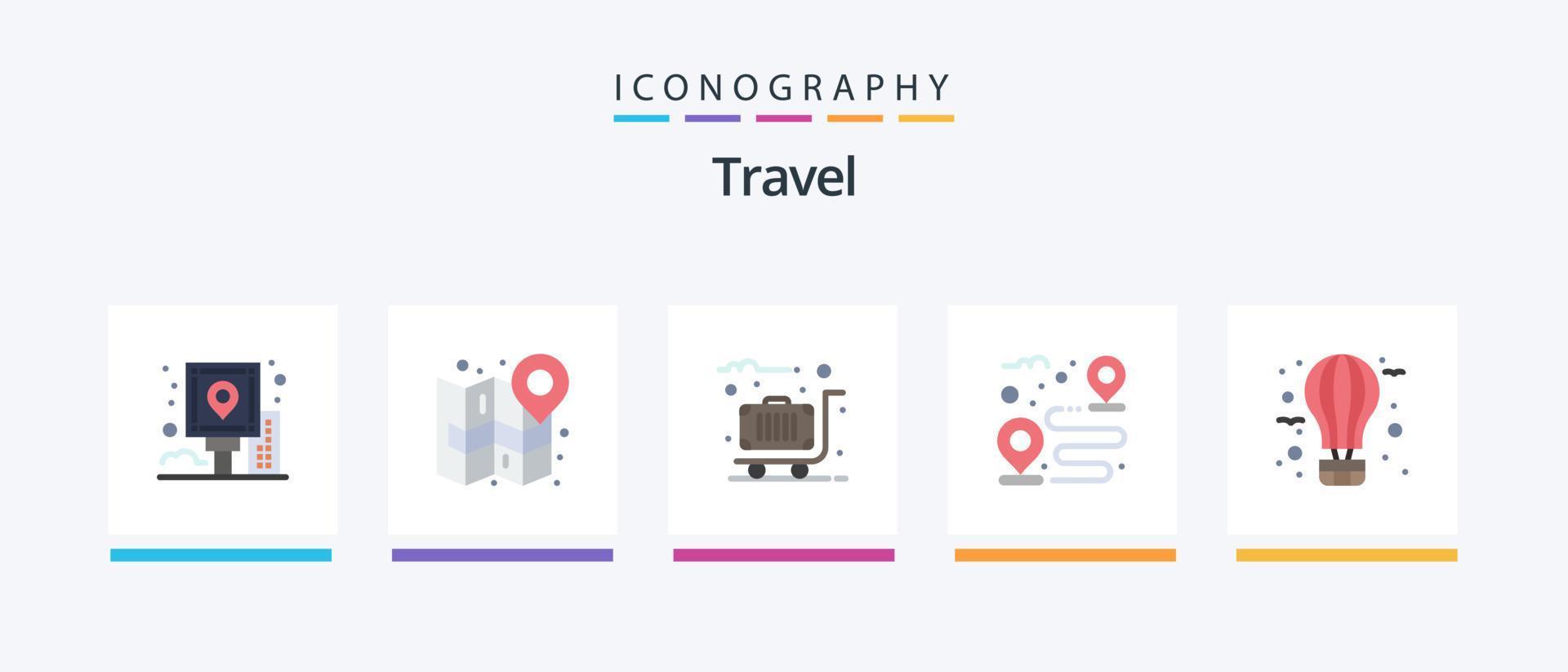 Travel Flat 5 Icon Pack Including path. road. navigate. destination. travel. Creative Icons Design vector