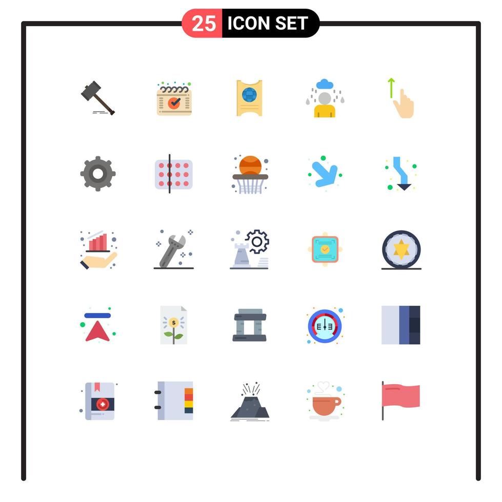 Paquete de 25 colores planos de interfaz de usuario de signos y símbolos modernos de elementos de diseño de vector editables de boleto de hombre de calendario en la nube