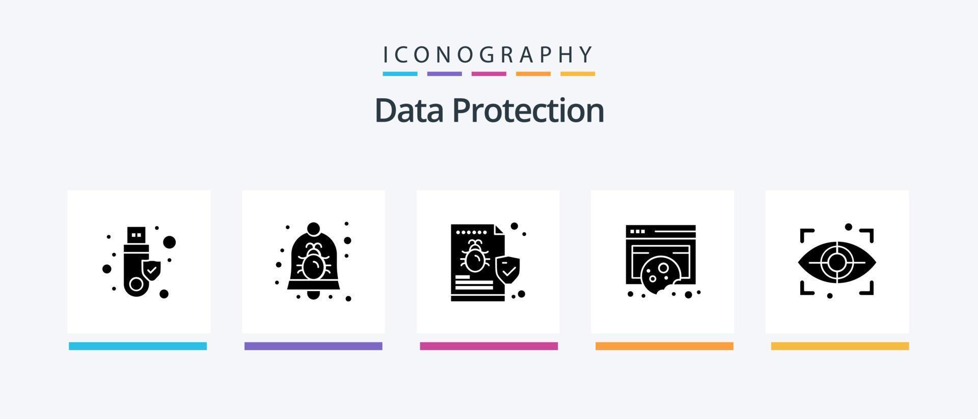 Data Protection Glyph 5 Icon Pack Including policy. cookies. security. compliance. security. Creative Icons Design vector