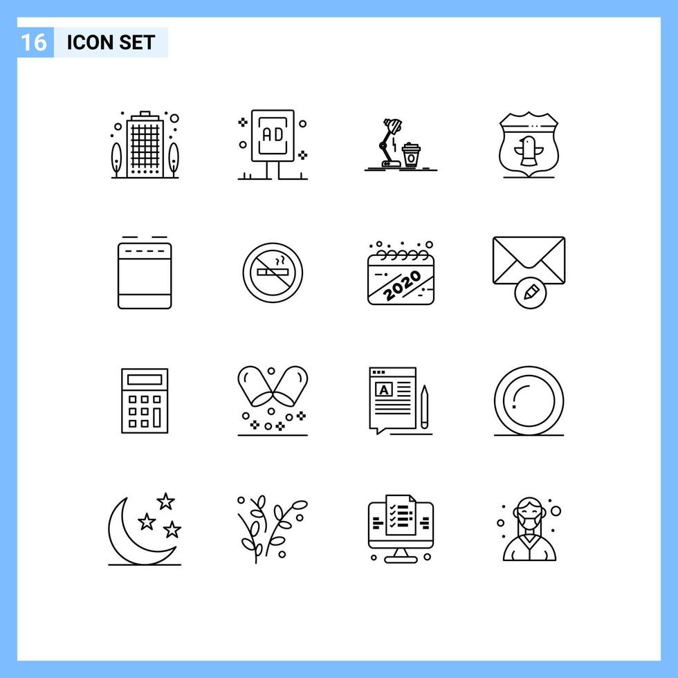 16 Thematic Vector Outlines and Editable Symbols of security usa commercial sheild lamp Editable Vector Design Elements