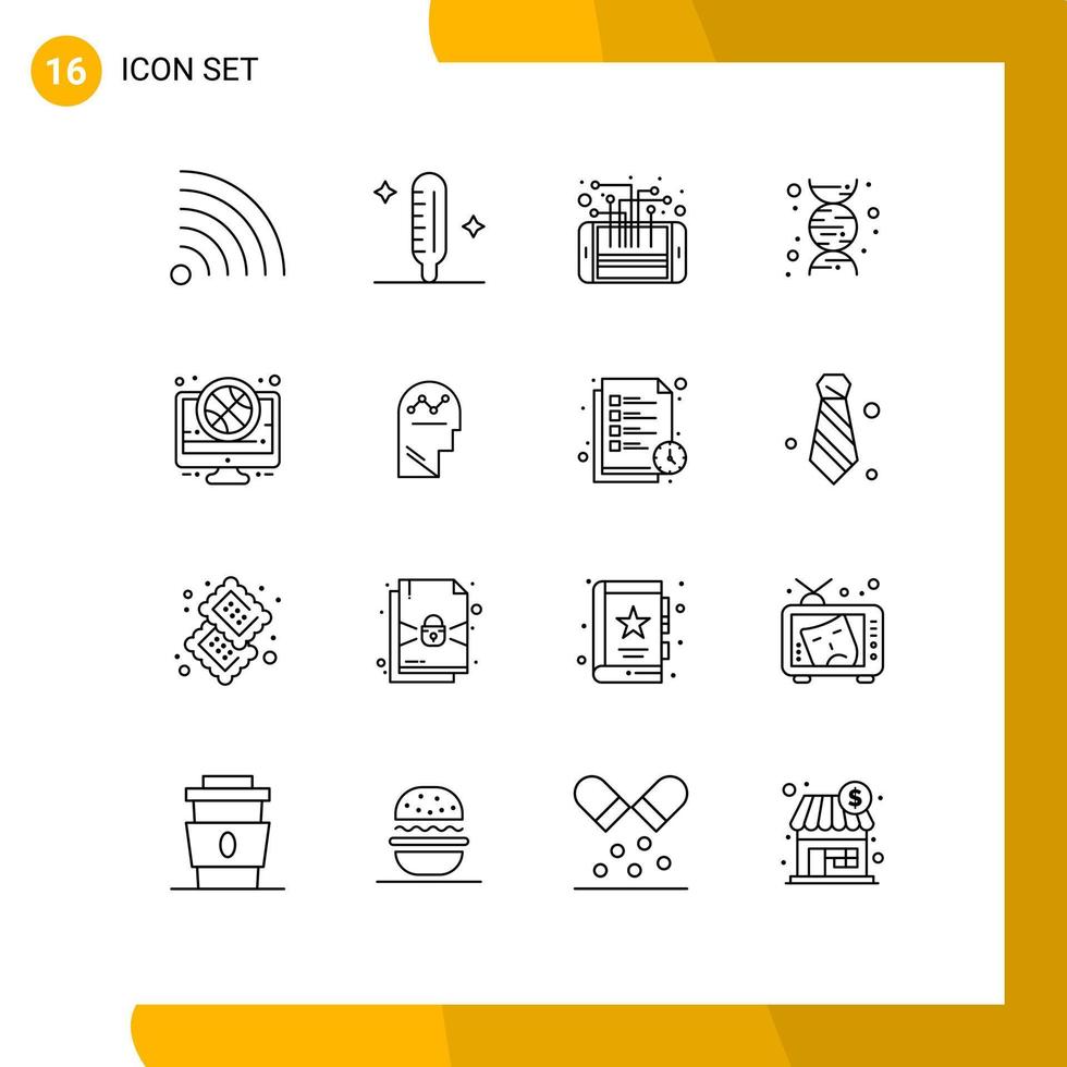 Modern Set of 16 Outlines and symbols such as game basket mobile science chemistry Editable Vector Design Elements