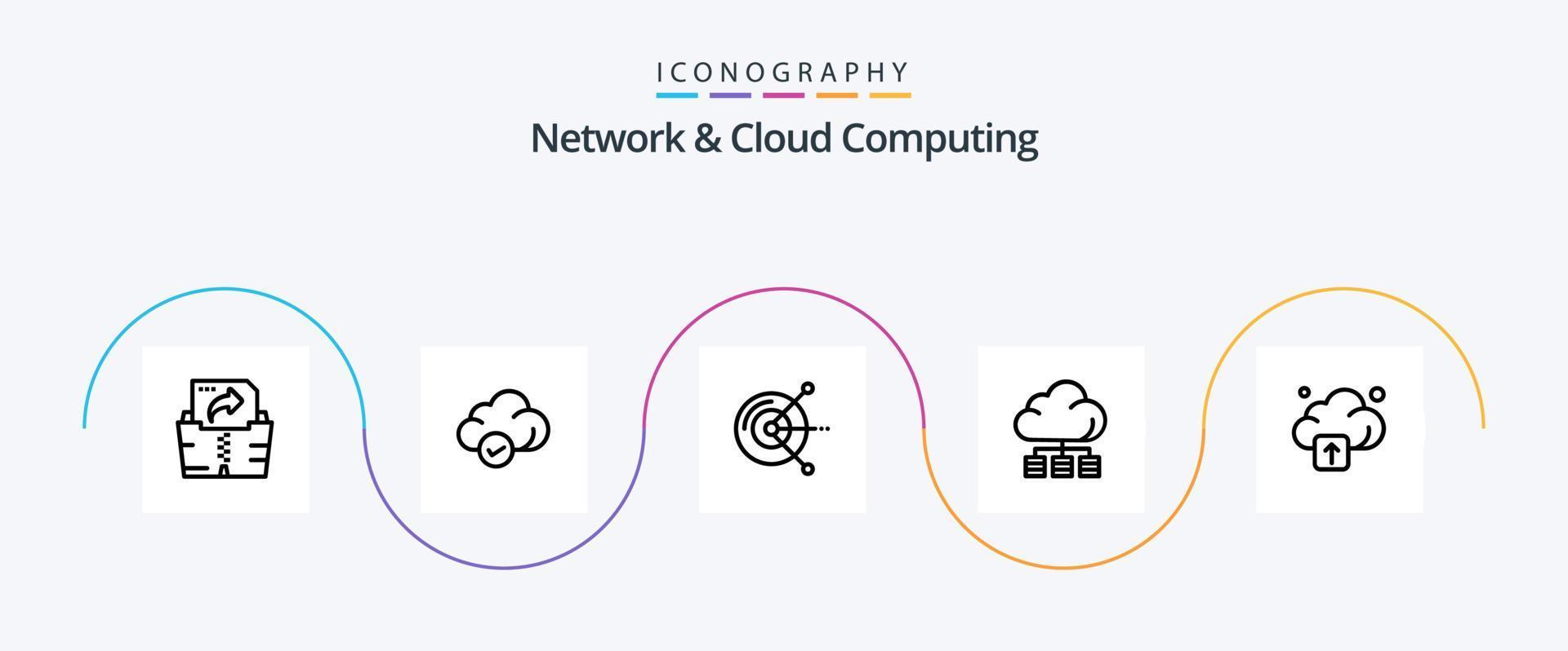 Network And Cloud Computing Line 5 Icon Pack Including technology. cloud. computing. technology. server vector