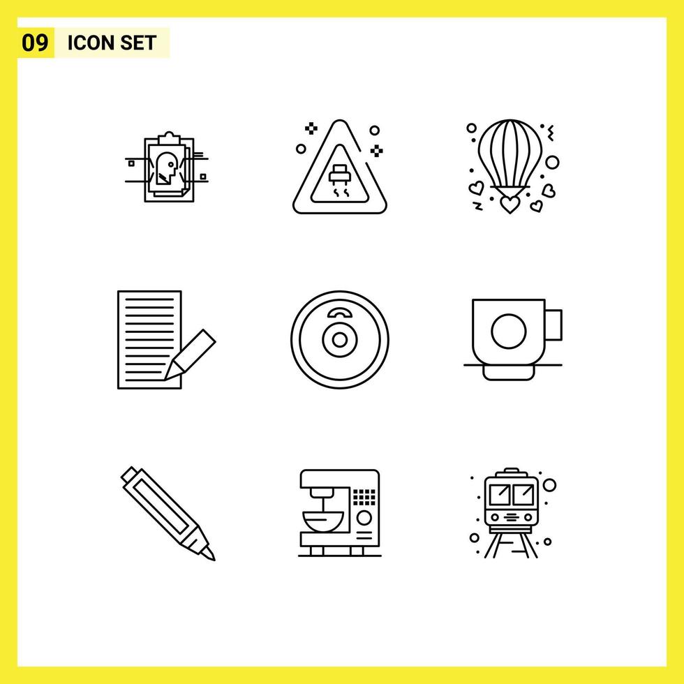 User Interface Pack of 9 Basic Outlines of barbell letter balloon envelope communication Editable Vector Design Elements