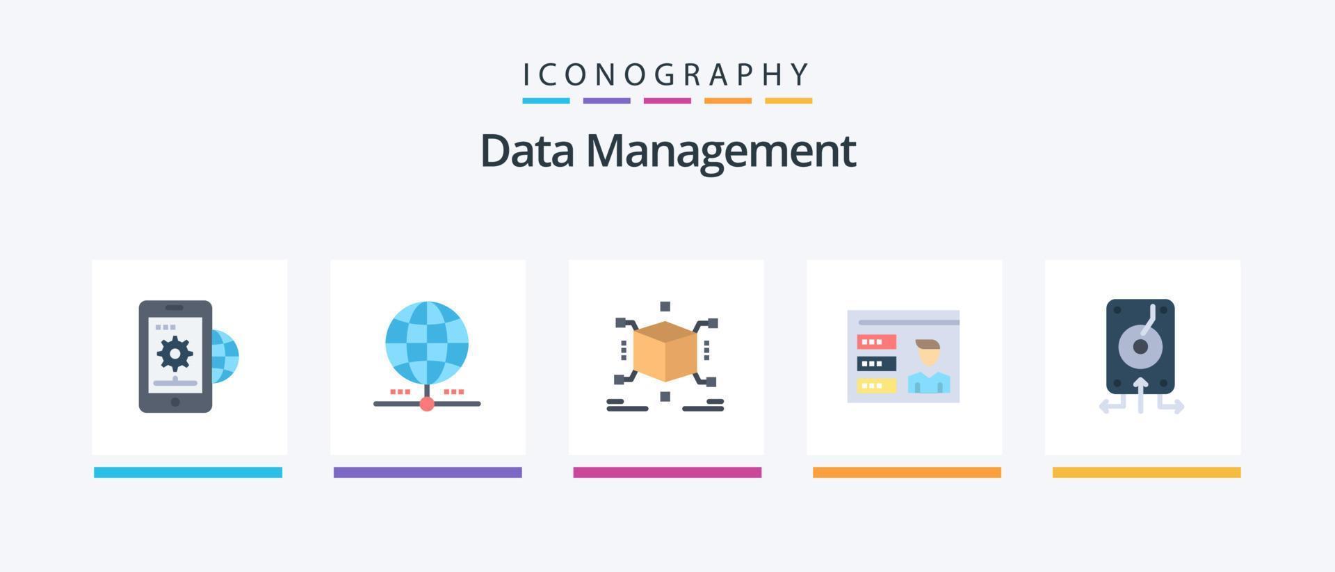 paquete de iconos flat 5 de administración de datos que incluye id. perfil. datos. cuenta. rompecabezas. diseño de iconos creativos vector