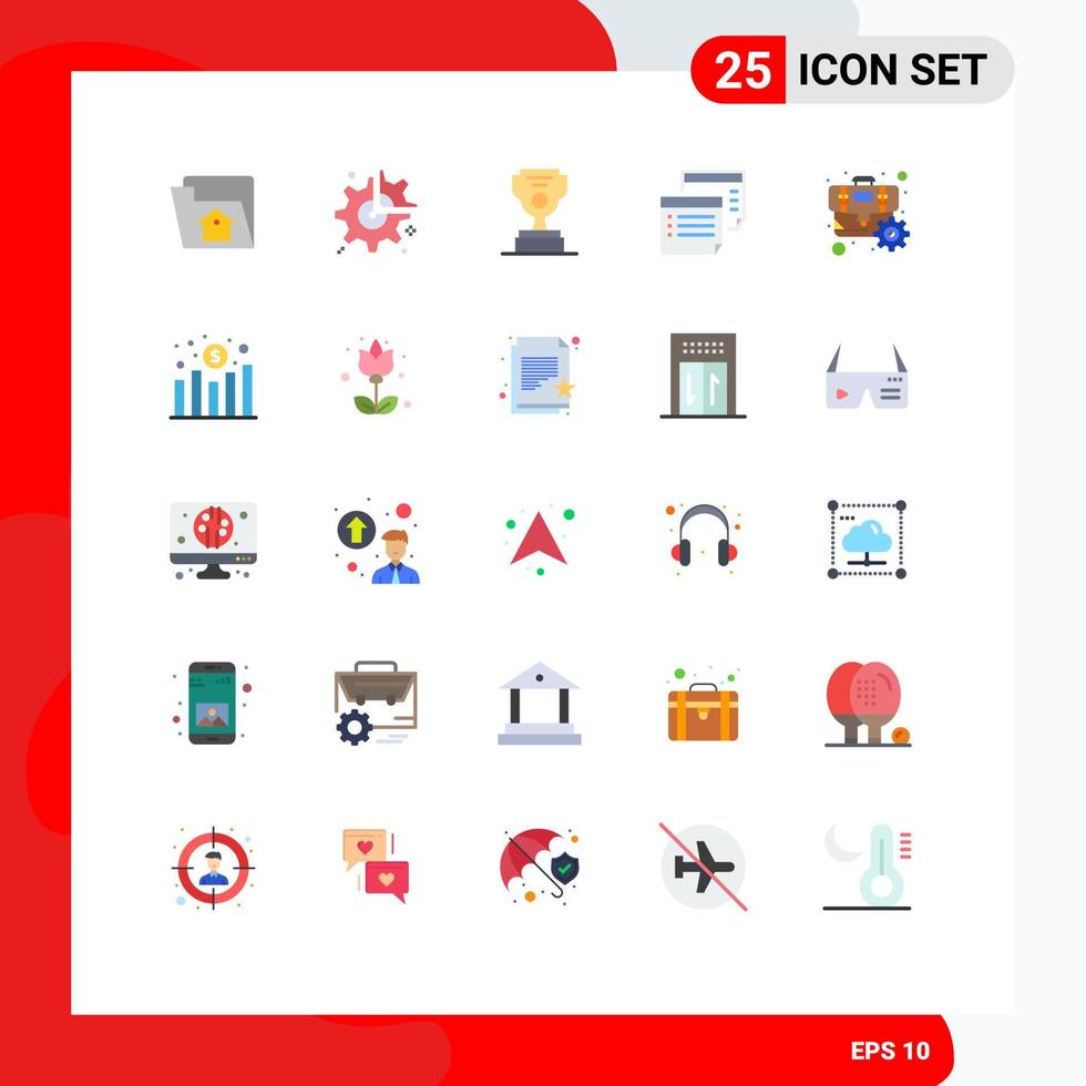 25 Thematic Vector Flat Colors and Editable Symbols of reminder paper configuration notes cup Editable Vector Design Elements
