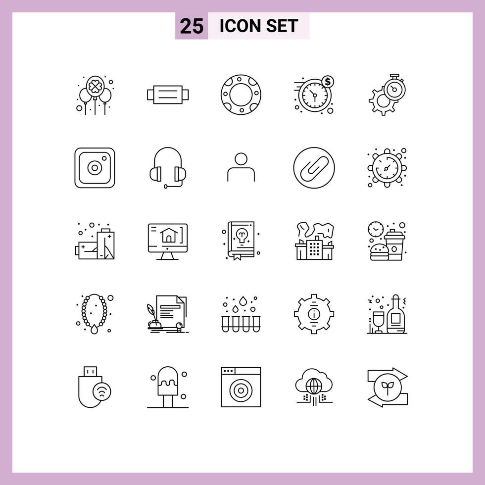 25 iconos creativos signos y símbolos modernos de tiempo tiempo hombre dinero reloj elementos de diseño vectorial editables vector