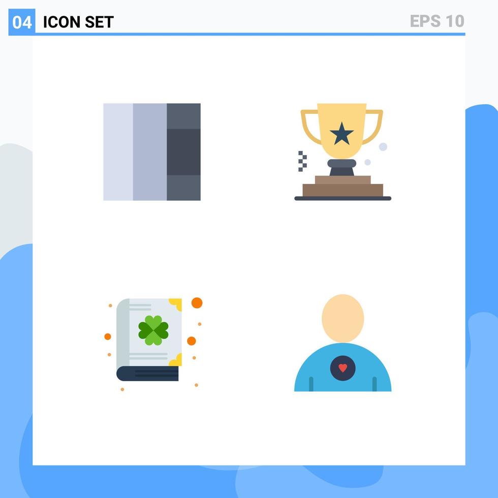 Editable Vector Line Pack of 4 Simple Flat Icons of grid day award trophy favorite Editable Vector Design Elements