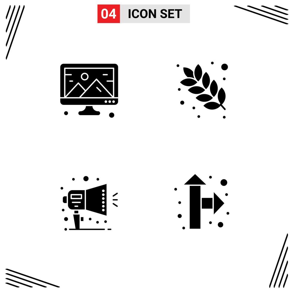 4 Universal Solid Glyphs Set for Web and Mobile Applications creative notification design grain ad Editable Vector Design Elements