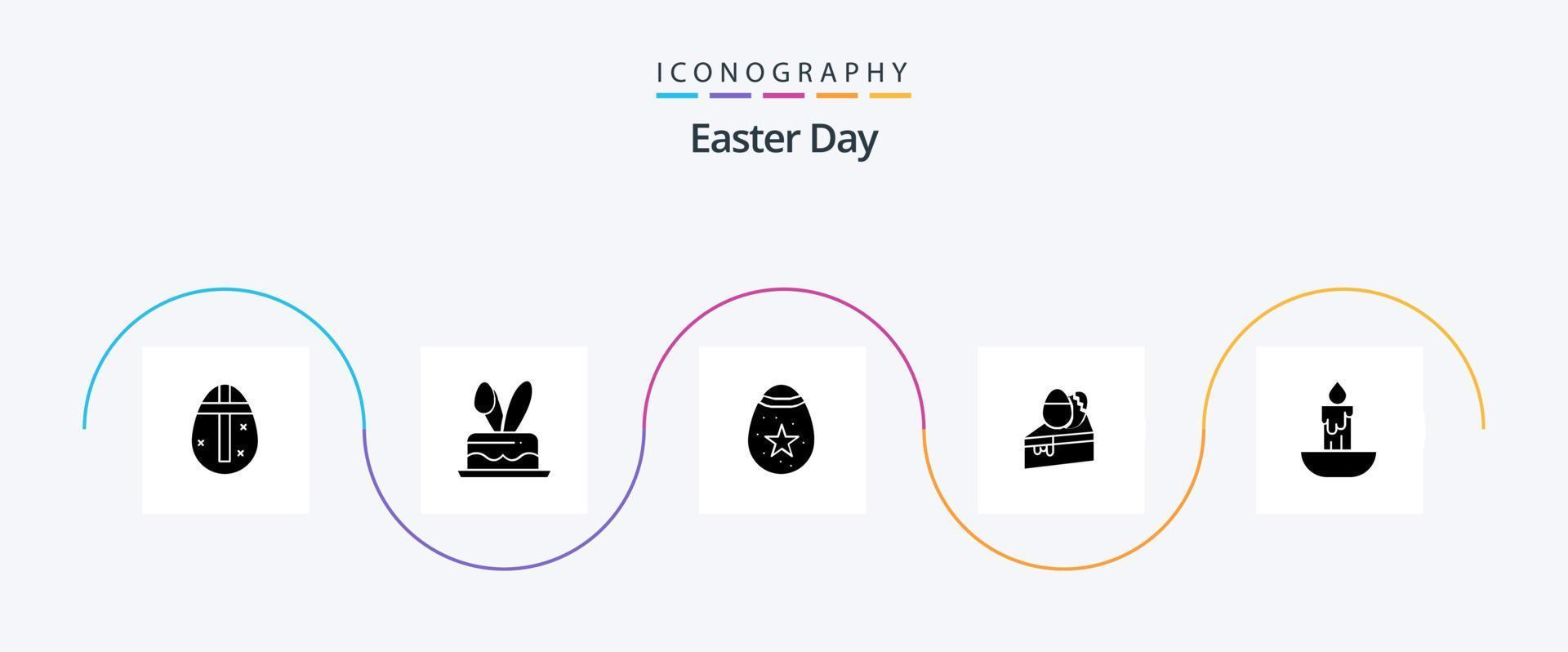 paquete de iconos de glifo de pascua 5 que incluye fuego. huevo. pájaro. Pascua de Resurrección. pastel vector