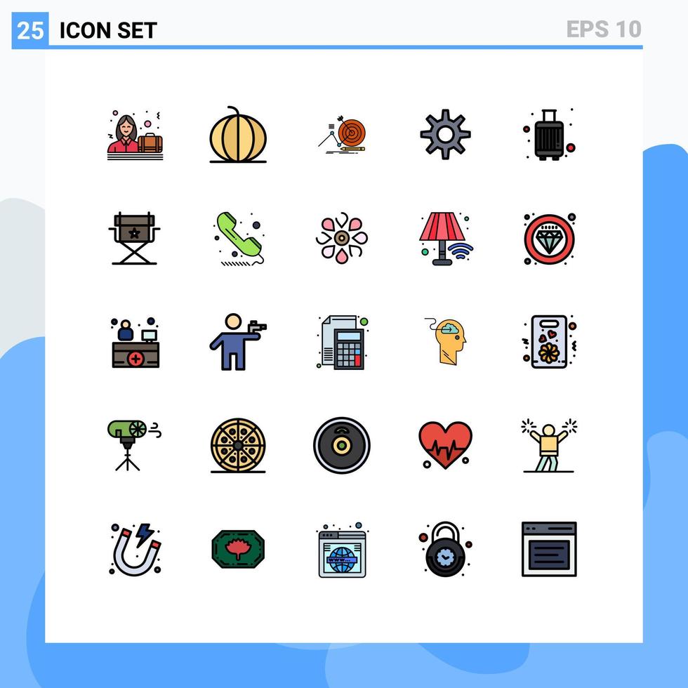 25 Creative Icons Modern Signs and Symbols of case wheel vegetable setting focus Editable Vector Design Elements