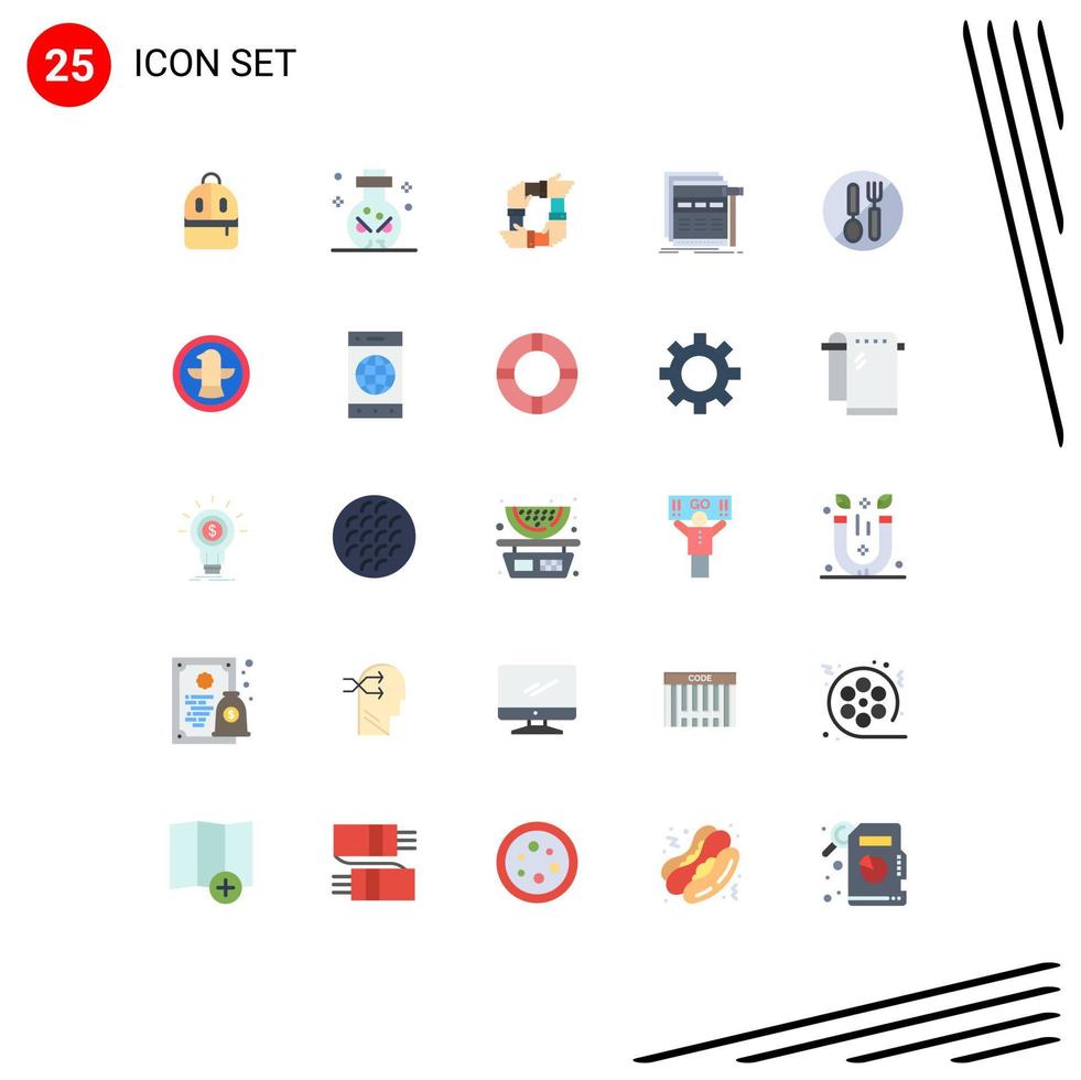 25 Thematic Vector Flat Colors and Editable Symbols of webpage page teamwork internet partnership Editable Vector Design Elements