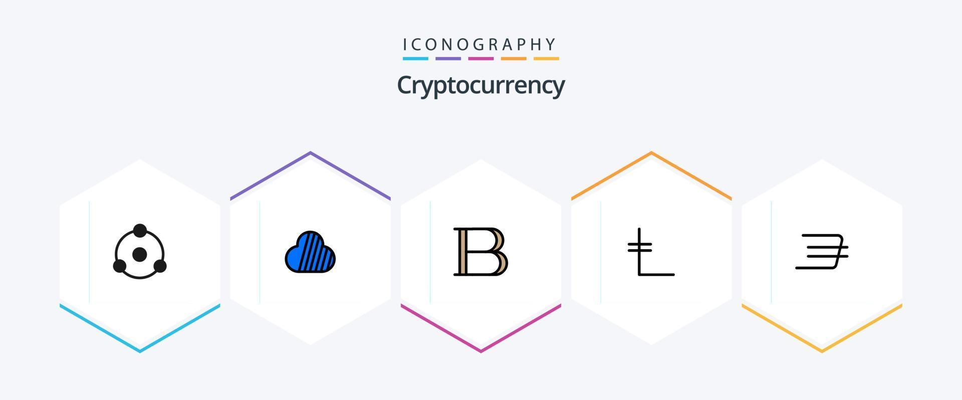 Cryptocurrency 25 FilledLine icon pack including crypto. crypto currency. black coin. crypto. leo coin vector