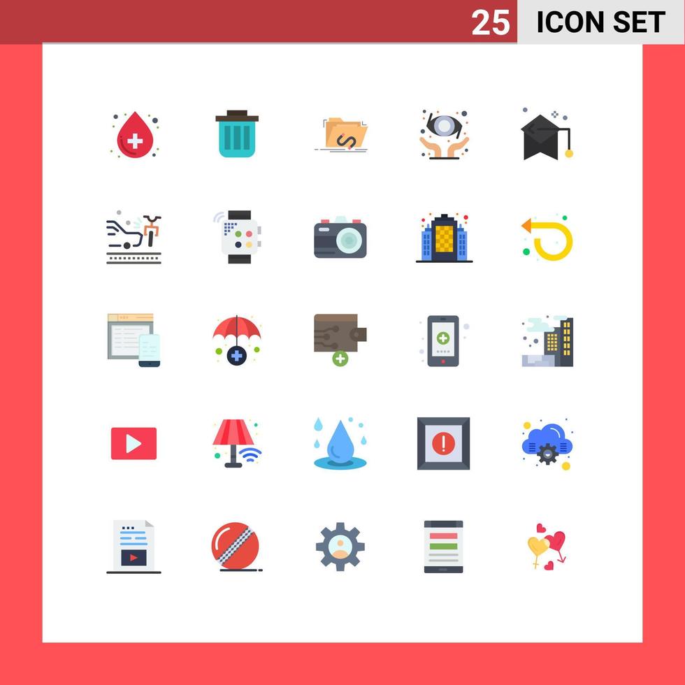 Modern Set of 25 Flat Colors Pictograph of eye health software container internet exploit Editable Vector Design Elements